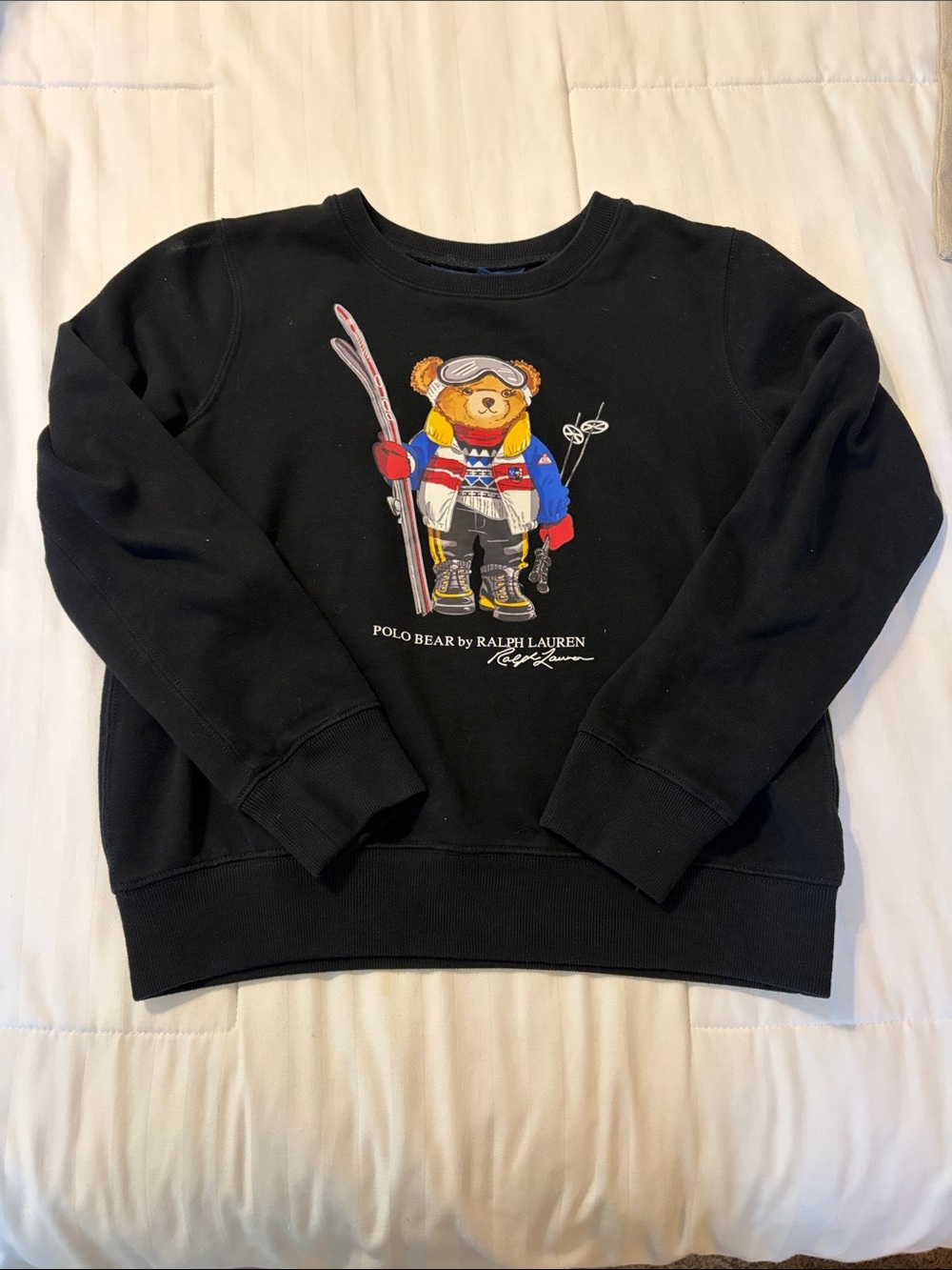 Polo by Ralph Lauren Black Crewneck Sweater with Ski Bear Graphic